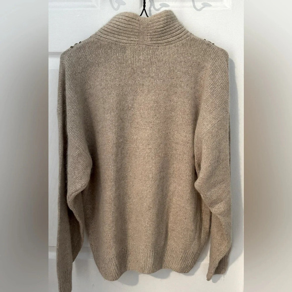 Vintage angora silk lambswool IB Diffusion embellished turtleneck L beige beaded - Picture 5 of 8